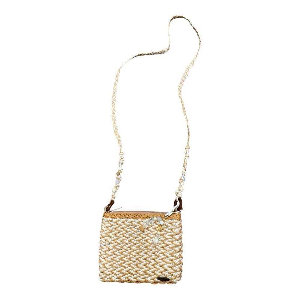 Cappelli Straworld Braided Straw Crossbody in Cream and Tan